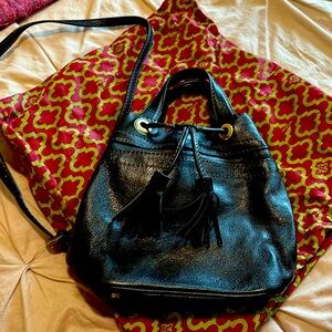 ORYANI black leather medium sized bucket bag
